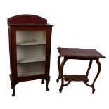 An Edwardian mahogany short display cabinet on cabriole legs (66cm wide, 127cm high) and an