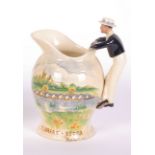 A Crown Devon musical jug: 'The Eton Boating Song', with working mechanism, both loose
