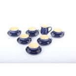 A collection of thirteen pieces of Denby Cottage Blue Stoneware tea ware