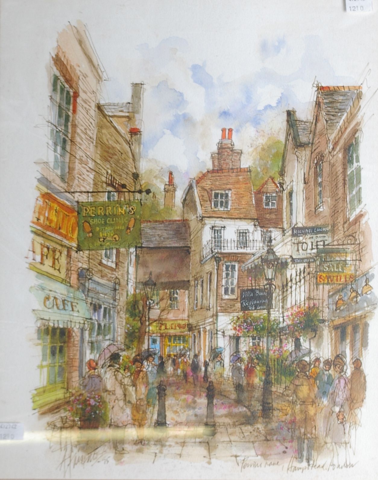 A. Vincent ()'Perrin's Lane, Hampstead, London'Pen, ink and watercolourSigned indistinctly lower