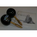 Autographed pair of South American maracas, signed Twig Provenance: from the estate of Alan
