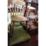 A Victorian armchair, slat back beech chair, a 19th century milking stool, a box commode and a small