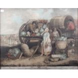 William Ward ARA (British, 1766-1826)'A Vegetable Market' Coloured engraving 60 x 48cm Together with