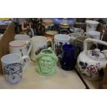 A mixed lot including twelve harvest/cider/beer mugs, Naturecraft figure group 'Fiddlers Three' -