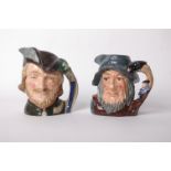 Two large Royal Doulton character jugs: Robin Hood D6527 and Rip Van Winkle D6438