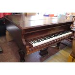 A baby grand piano: John Brinsmead & Sons, iron framed cross over strung No. 50830, mahogany