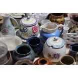 A quantity of mixed ceramics, to include two Poole Pottery preserve pots, Torquayware and studio
