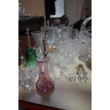 A collection of moulded and cut glassware including table bells (5), a Caithness vase and Bavarian