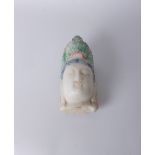 A Chinese painted marble head, 28cm high