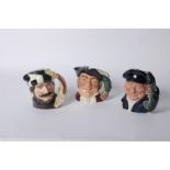Three large Royal Doulton character jugs: Trapper D6609; Mine Host D6468; Lobster Man D6617