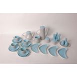 A Poole grey and blue table set, 57-pieces