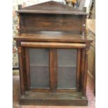 A Victorian rosewood chiffonier with glazed cupboard base, 193cm wide