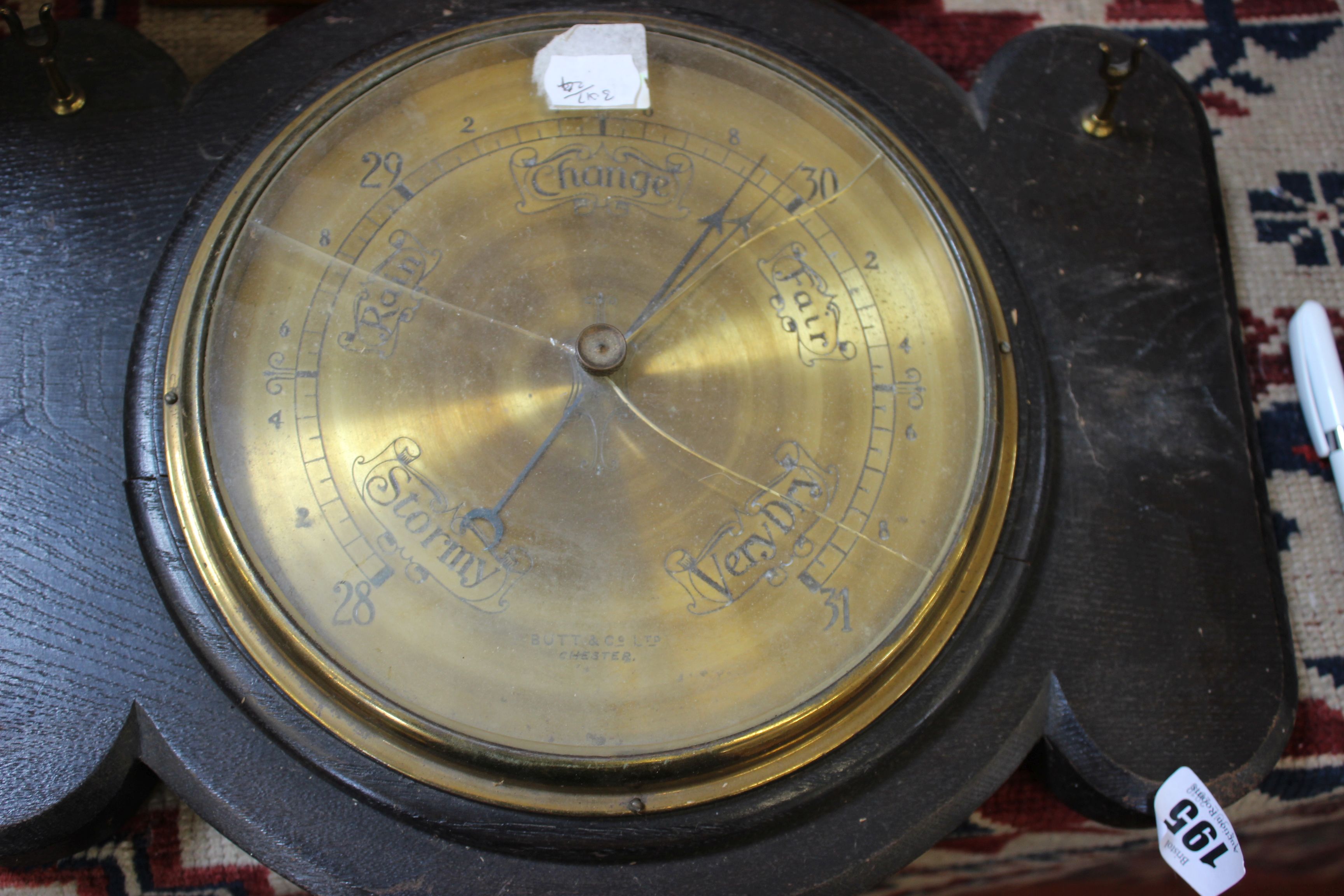 Three aneroid barometers and a 1940's mantel clock - Image 2 of 2