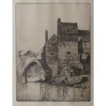 Lumsden A mule crossingEtchingSigned 30 x 25cmTogether with three further etchings of French