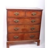 A George III mahogany chest of five drawers on bracket feet, 101cm wide, 114cm high