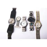 A collection of thirteen wristwatches, including an Accurist Quartz sports bracelet watch with a