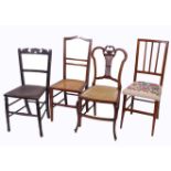 A collection of nine chairs to include an Edwardian button back upholstered bedroom tub chair in