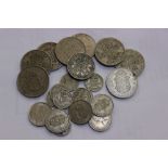 A collection of pre decimal GB coins to include half crowns 1949-67, two shilling pieces 1947-66,