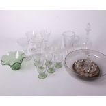 Glassware eight sets of wine glassses and tumblers, a jug and bowl