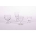 Three Commemorative goblets, each with etched decoration and another similar