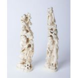 Two Chinese ivory carved figures the tallest 25cm high Please note this lot maybe subject to CITES