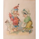 British School, 19th century A Jester and a Dancing Dog Chromo-lithographic theatre design