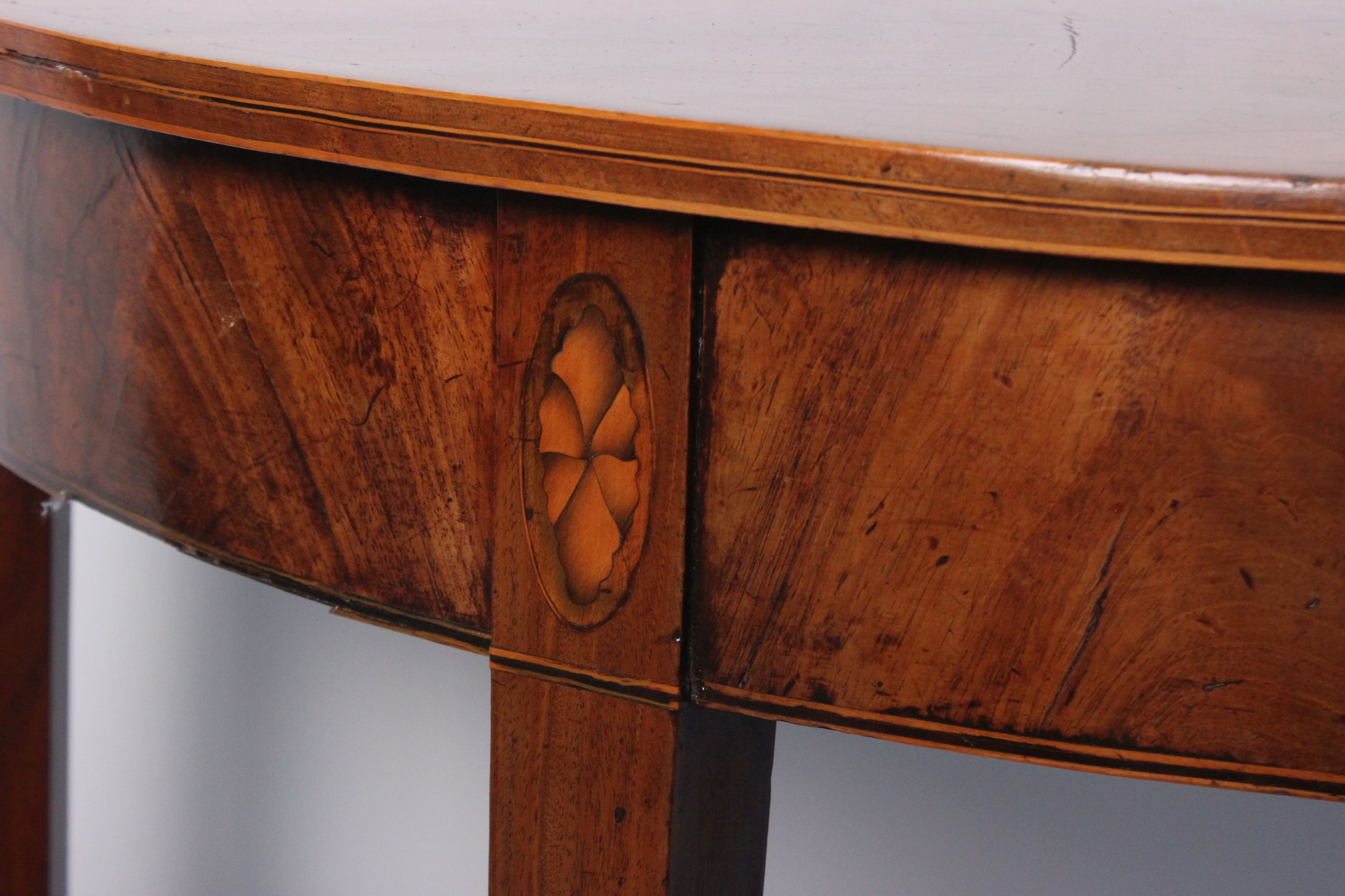 A 19th Century mahogany and inlaid D-shaped side table 71cm high, 91cm wide, 45cm deep - Image 2 of 3