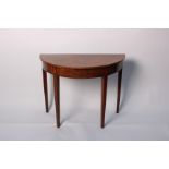 A 19th Century mahogany and inlaid D-shaped side table 71cm high, 91cm wide, 45cm deep