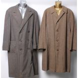 A 1940s brown and grey tweed coat with a CC41 Utility label; an Aquascutum checked tweed coat, a