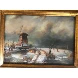 Dutch School'Winter Landscape'Oil on Panel12 x 17cms (pair)