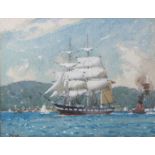 NW/MWThree Masted sailing shipWatercolourSigned with initials lower right19 x 24cm