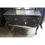 A painted dresser with two drawers, shaped apron on cabriole legs