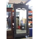 A French painted armoire with mirror door 238cm high, 100cm wide