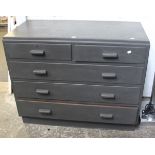 A mid 20th Century painted chest of drawers 107cm wide and a set of painted open shelves (2)