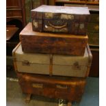 A mixed lot of vintage leather suitcases and trunks