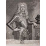 A group of black and white prints, including portraits of Oliver Cromwell, Benjamin Franklin,