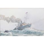 Roger Adams Tunclass minesweeperWatercolourSigned lower left13 x 21cm