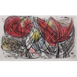 20th century abstract print'Two Flowers'Limited edition coloured print numbered 5 of 35Signed