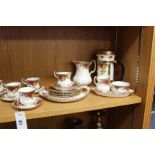 A Royal Albert Old Country Rose service to include a cafetiere, milk jug, cups and saucers, together