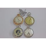 Four open faced pocket watches by Smiths, Ingersol Triumph, Doxa and Goldsmiths and silversmiths