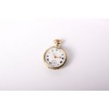 An 18ct gold open faced ladies pocket watch by Lip. case numbered 478840. White enamel 27mm face