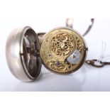 A Georgian silver pair cased pocket watch, key wind, verge fusee movement signed Jos. Manley