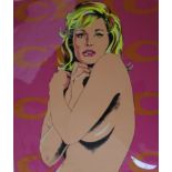 A screenprint in colours of a female nude, signed indistinctly lower right, published by Personality