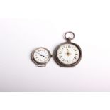 A Silver pocket watch with Swiss marks stamped 0.935. Gold and enamel white 34mm face with gilt