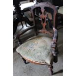 A set of four Victorian mahogany balloon back dining chairs on cabriole legs and a Victorian