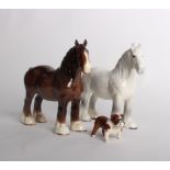 A Beswick Shire horse and a Beswick Shire horse in grey and a Beswick bull dog (3)