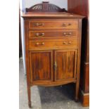An Edwardian mahogany and inlaid music cabinet 115cm high, 54cm wide