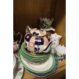 A quantity of assorted ceramics, to include a Copeland meat platter, a Delftware lidded vase,