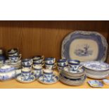 A large quantity of blue and white china to include Spode, Royal Doulton and Booths.