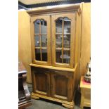 A modern oak display cabinet 191cm high, 96cm wide